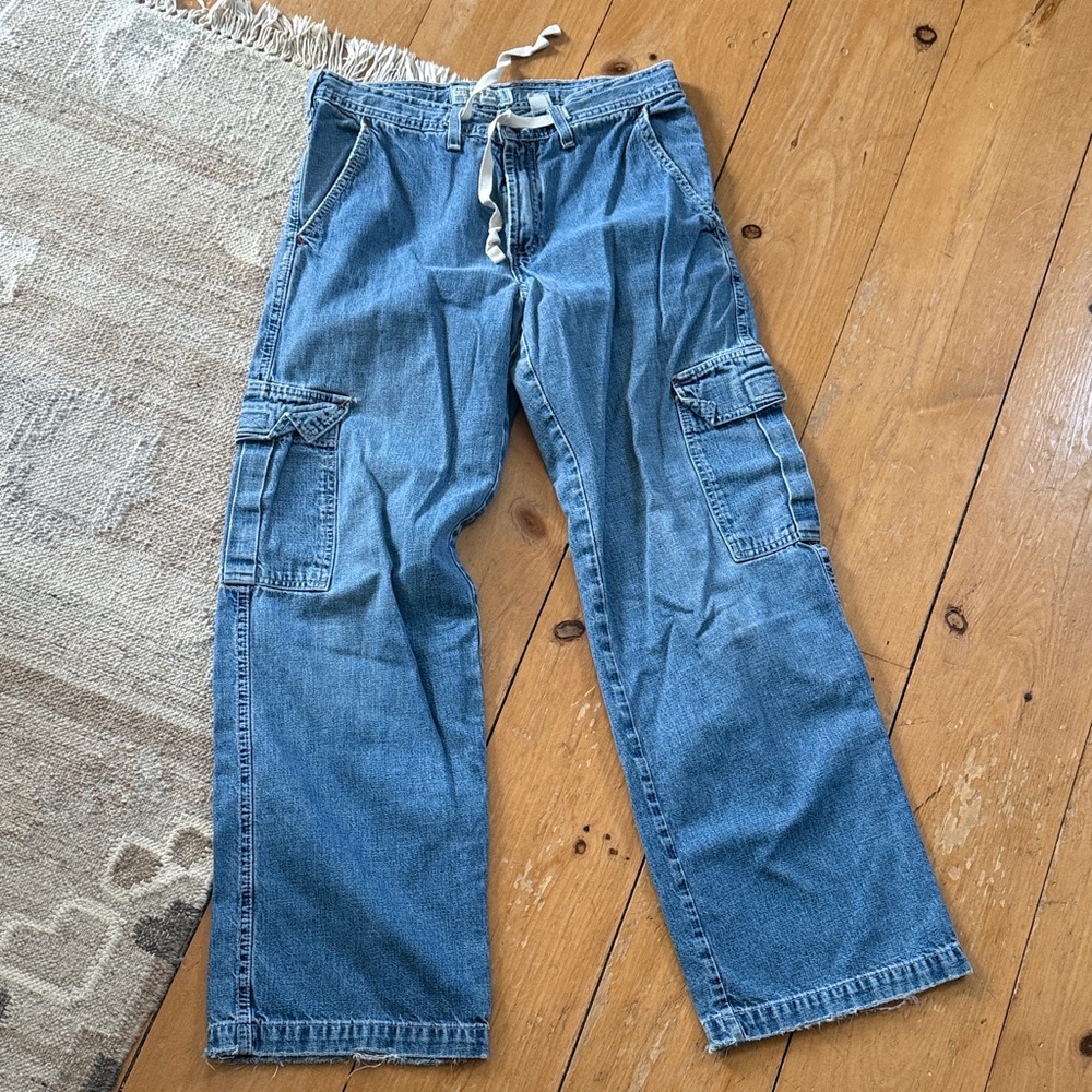 Vintage 90’s-Y2K Abercrombie & Fitch Carpenter Cargo Drawstring Denim Pants